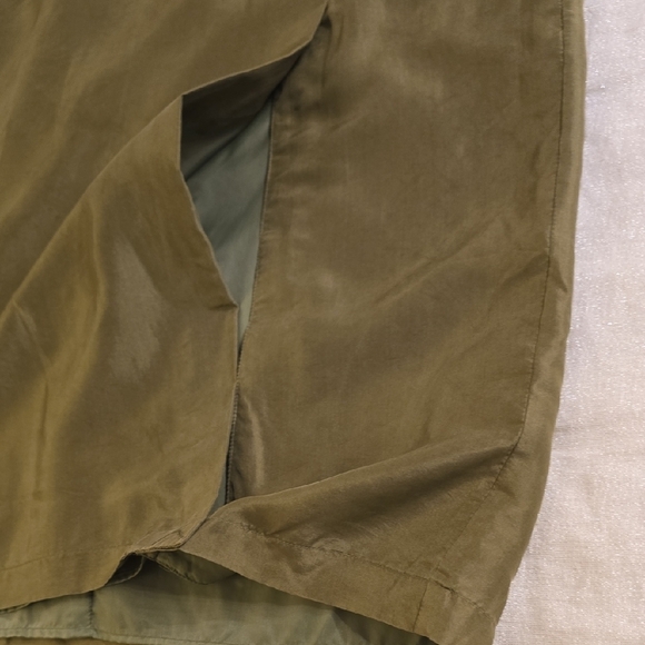 Elegant Silk Pencil Skirt in Olive Green - Picture 9 of 11